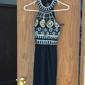 Black prom dress with beaded top
